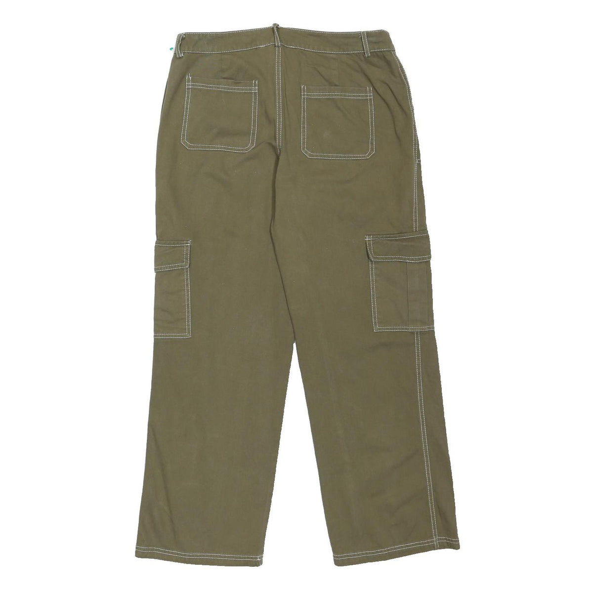 HESPERUS Womens Cotton Blend Green Relaxed Straight Trousers W32 L28 Casual