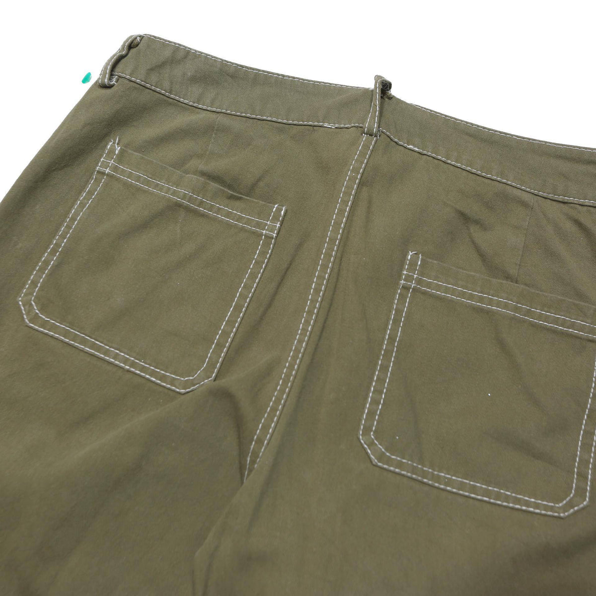 HESPERUS Womens Cotton Blend Green Relaxed Straight Trousers W32 L28 Casual