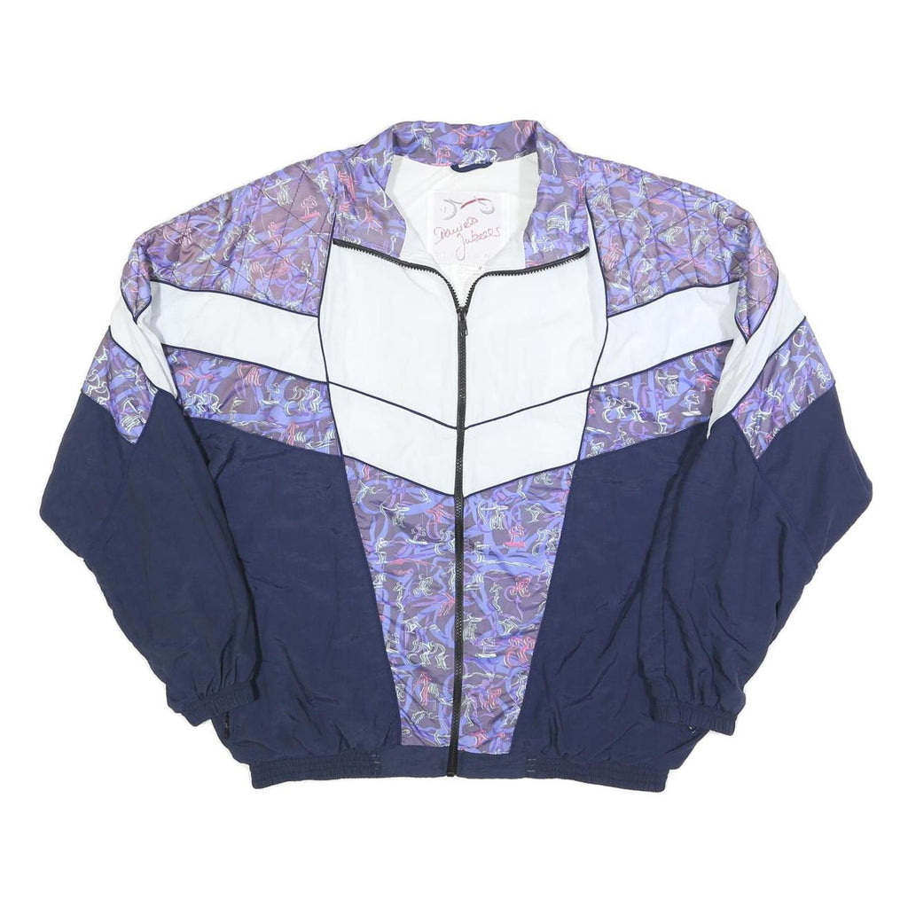 DAUIESA JUBEES Mens Purple & White Patterned Polyester Zip Jacket M