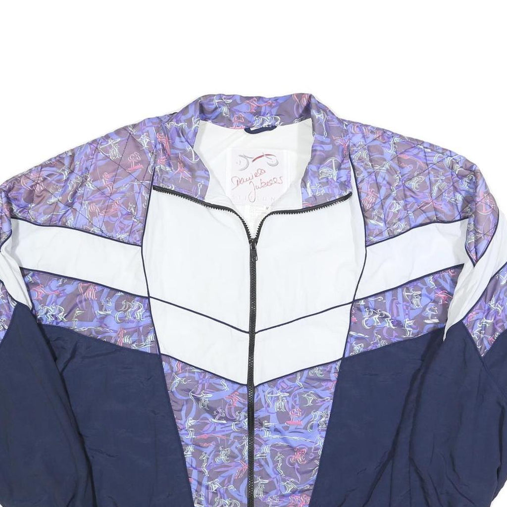 DAUIESA JUBEES Mens Purple & White Patterned Polyester Zip Jacket M