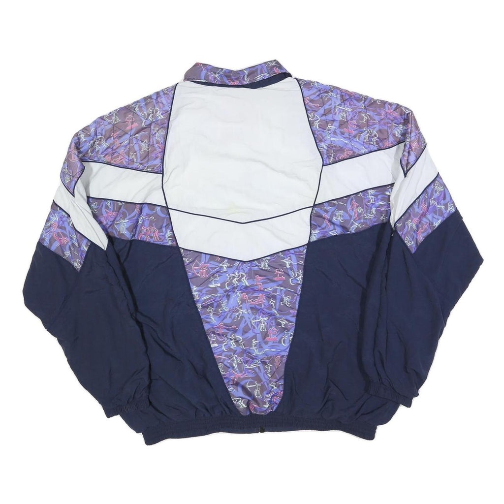 DAUIESA JUBEES Mens Purple & White Patterned Polyester Zip Jacket M