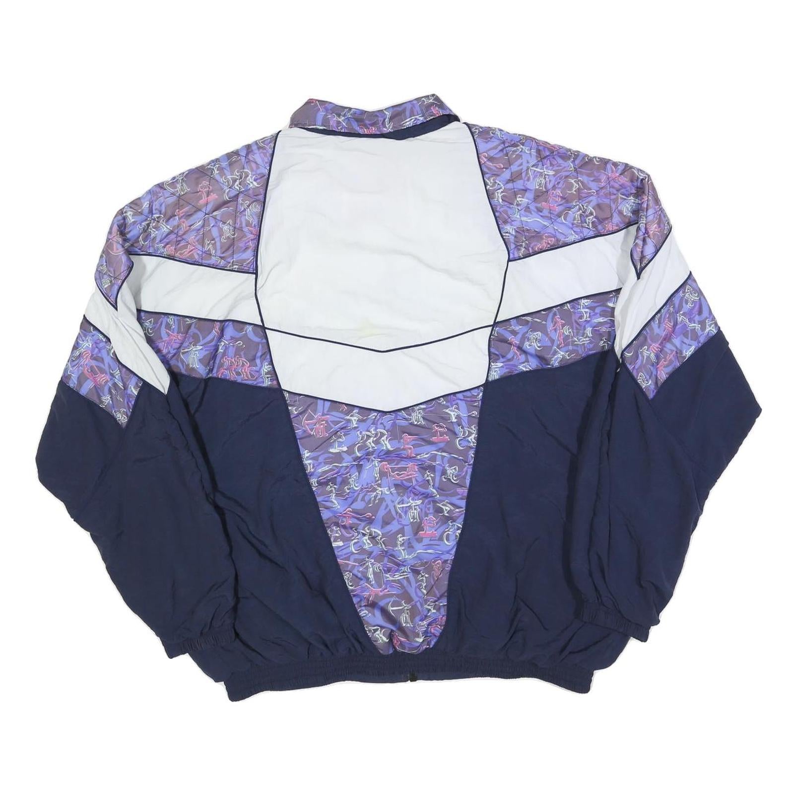DAUIESA JUBEES Mens Purple & White Patterned Polyester Zip Jacket M