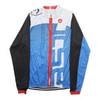 CASTELLI Womens Blue Black & White Cycling Jersey L Long Sleeve Zip Front
