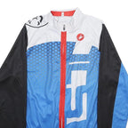 CASTELLI Womens Blue Black & White Cycling Jersey L Long Sleeve Zip Front