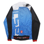 CASTELLI Womens Blue Black & White Cycling Jersey L Long Sleeve Zip Front