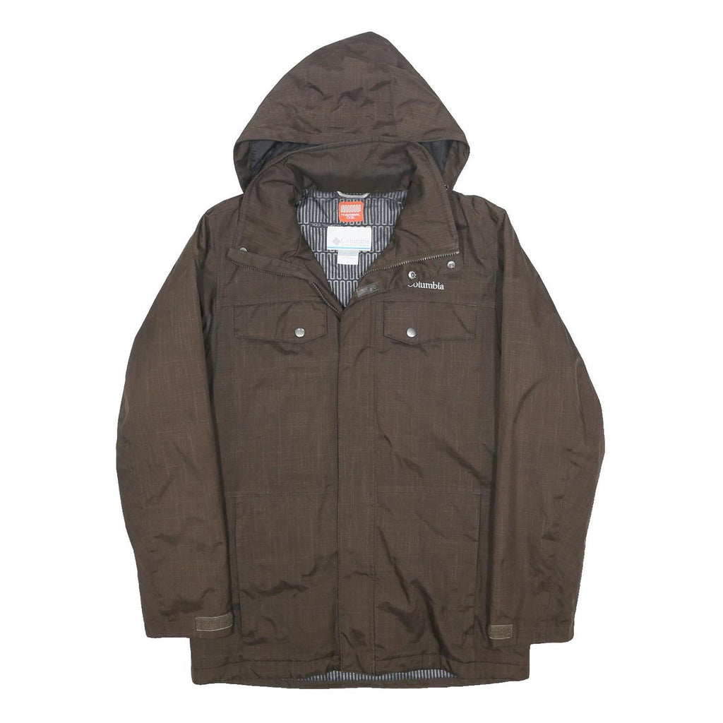 COLUMBIA Mens Brown Zip Jacket S Polyester Outdoor Hooded Casual