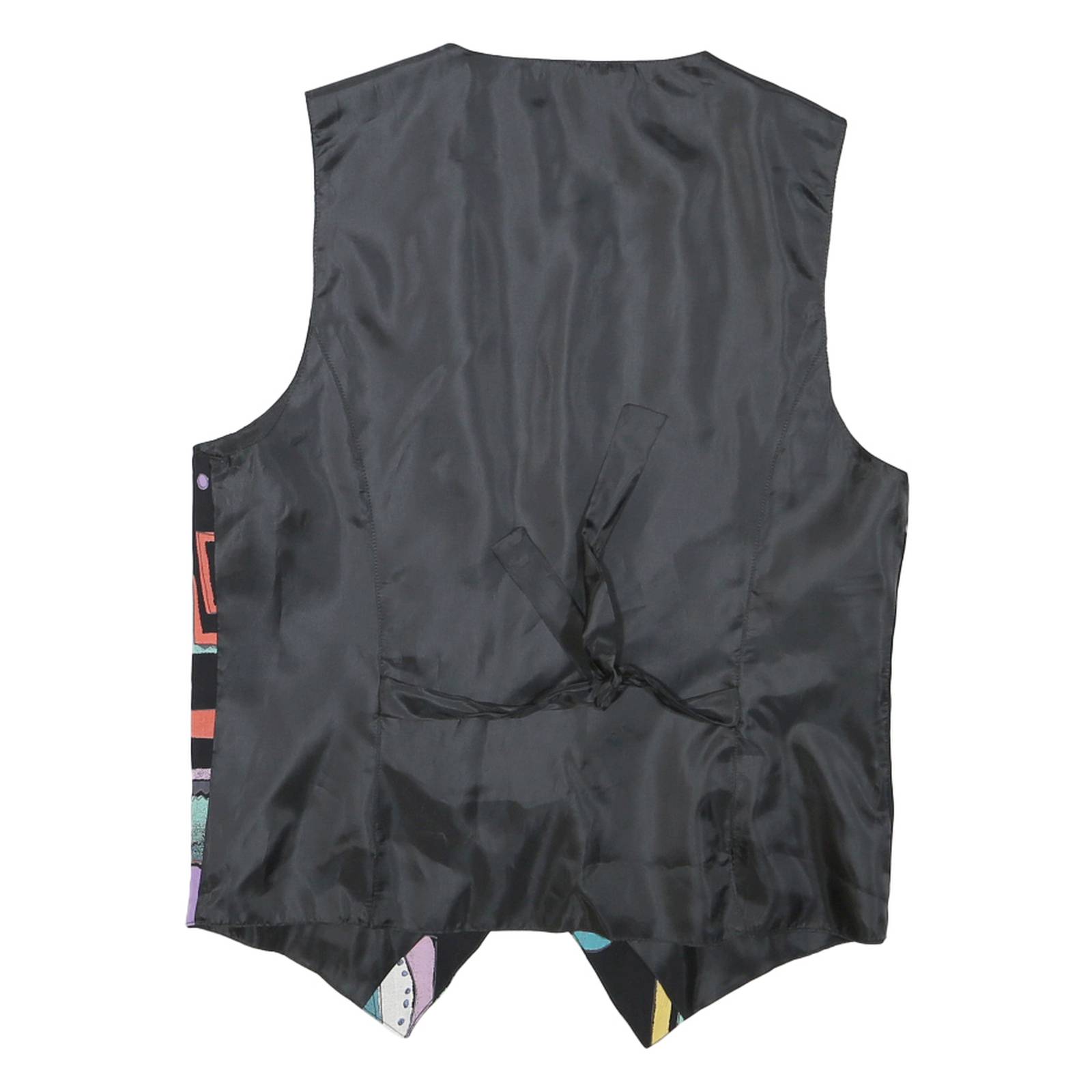 Mens Black Abstract Print Pattern Waistcoat S Polyester Blend Button Closure