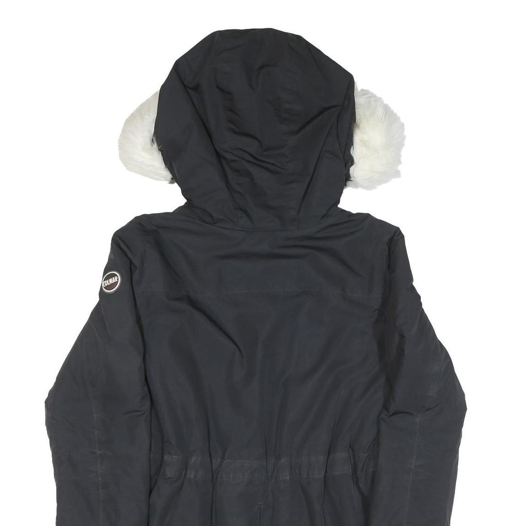 COLMAR Womens Black Faux Fur Collar Jacket M Polyester Blend Zip Hooded