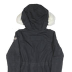 COLMAR Womens Black Faux Fur Collar Jacket M Polyester Blend Zip Hooded