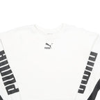 PUMA Womens White & Black Cropped Sweatshirt XS Crew Neck Long Sleeve Sportswear