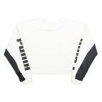 PUMA Womens White & Black Cropped Sweatshirt XS Crew Neck Long Sleeve Sportswear