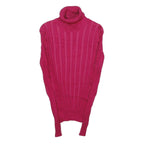 STYLE & CO Womens Pink Patterned Jumper Roll Neck Rib Knit M Cotton Blend