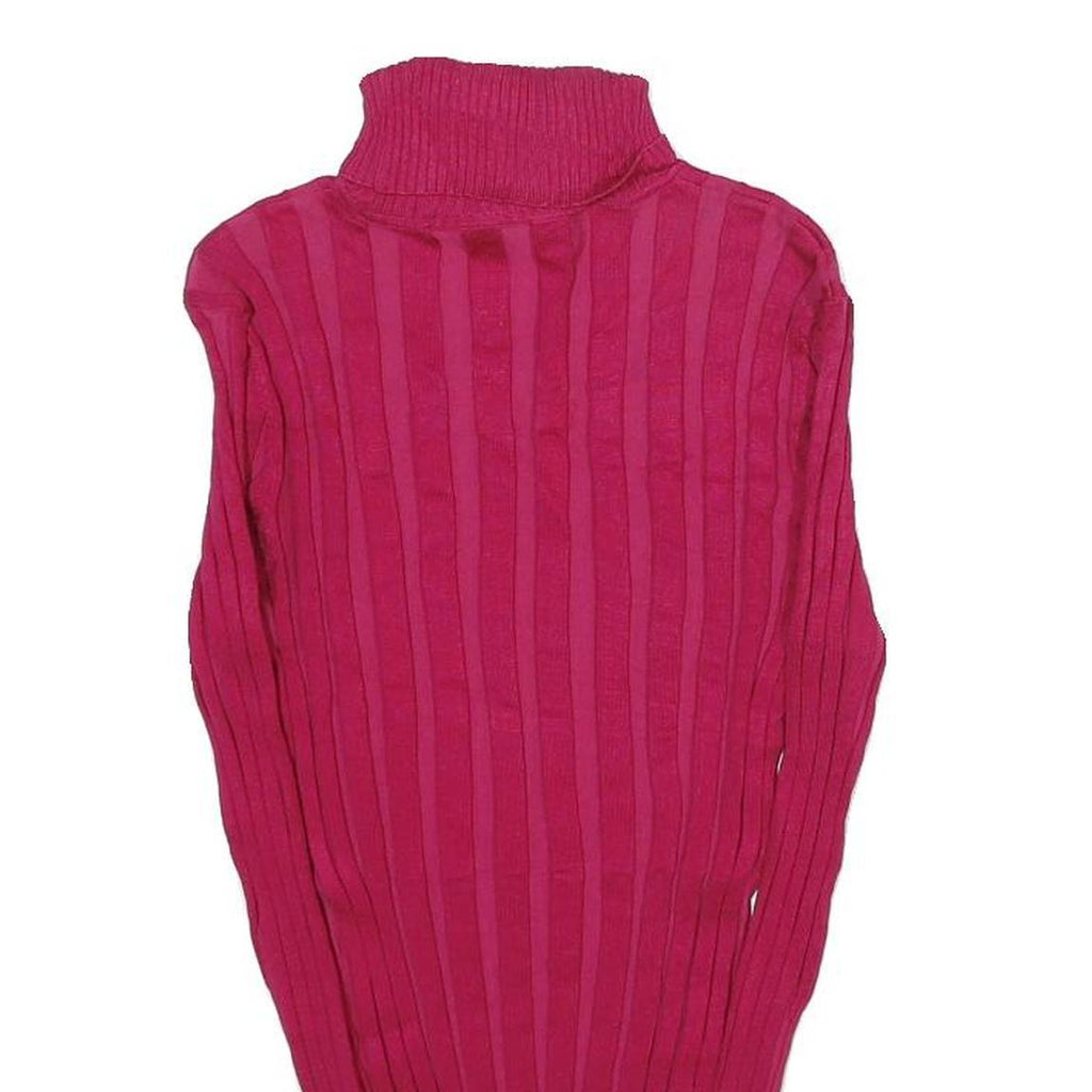 STYLE & CO Womens Pink Patterned Jumper Roll Neck Rib Knit M Cotton Blend