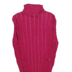 STYLE & CO Womens Pink Patterned Jumper Roll Neck Rib Knit M Cotton Blend