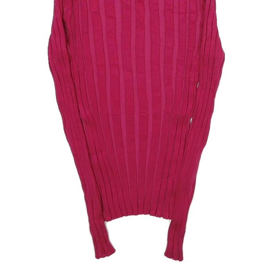 STYLE & CO Womens Pink Patterned Jumper Roll Neck Rib Knit M Cotton Blend