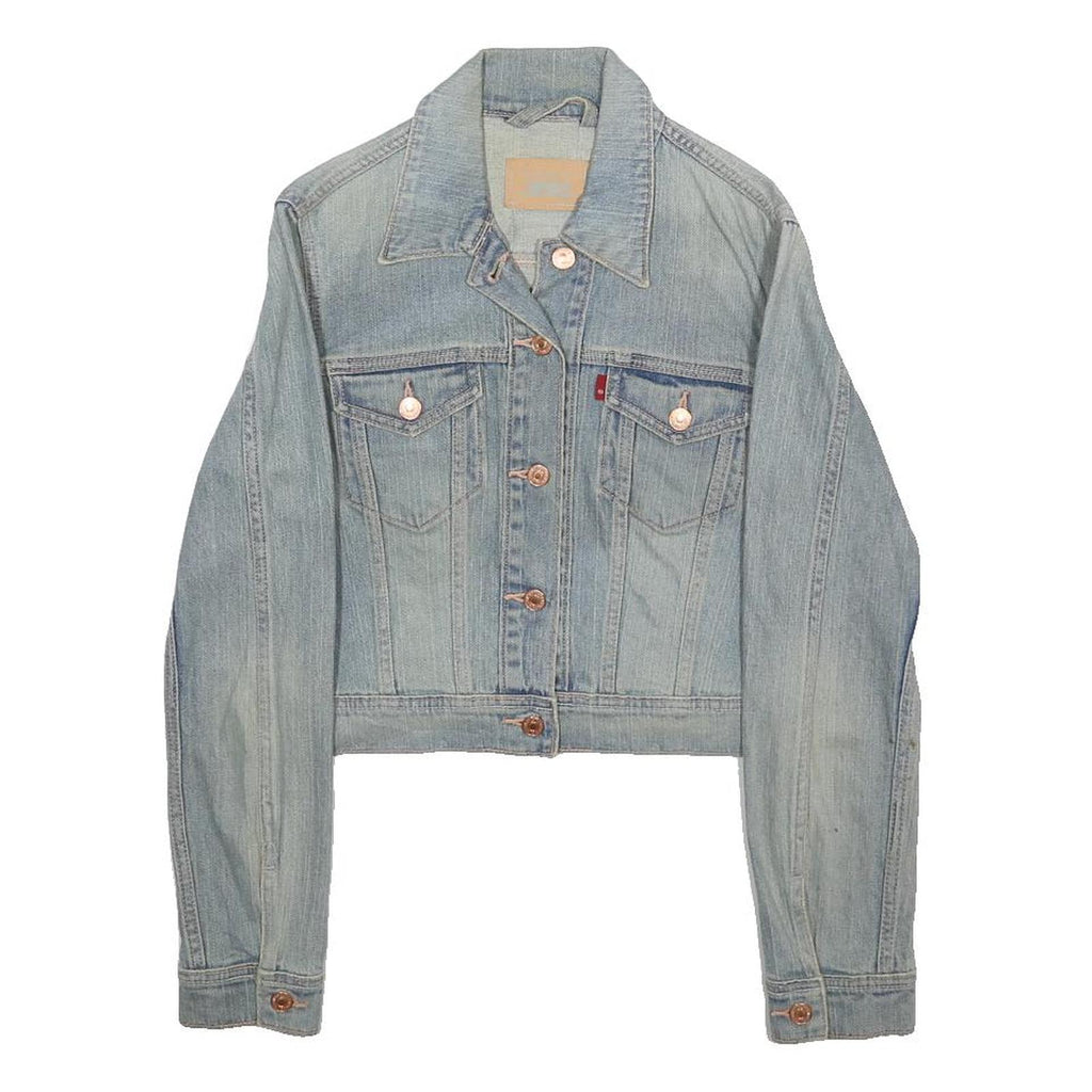 LEVI'S Womens Blue Denim Button Jacket S Cotton Blend Classic Casual