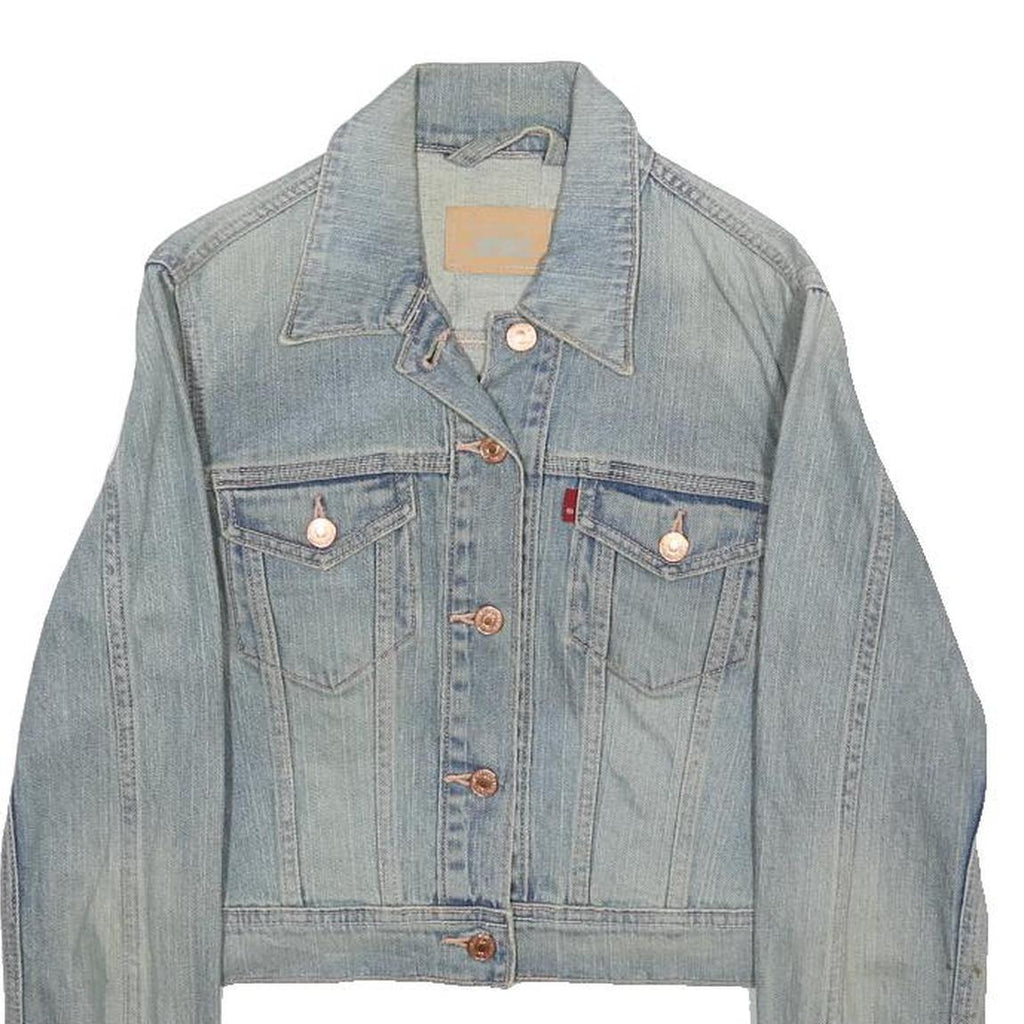 LEVI'S Womens Blue Denim Button Jacket S Cotton Blend Classic Casual