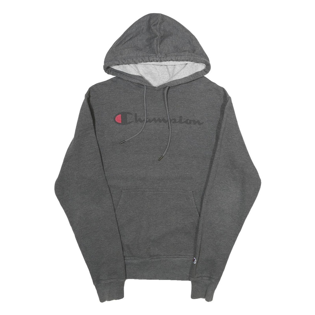 CHAMPION Mens Grey Pullover Hoodie S Cotton Blend Drawstring