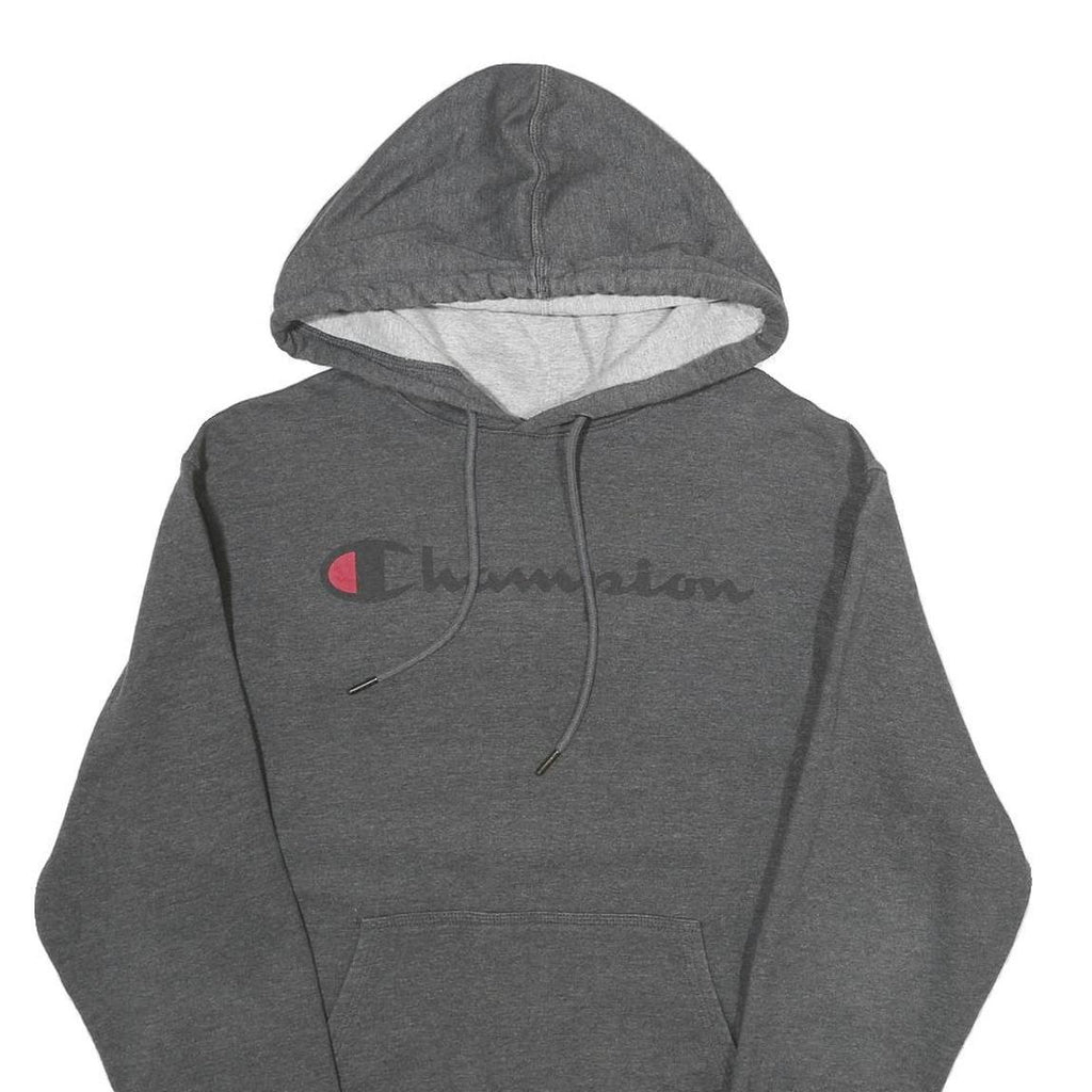 CHAMPION Mens Grey Pullover Hoodie S Cotton Blend Drawstring