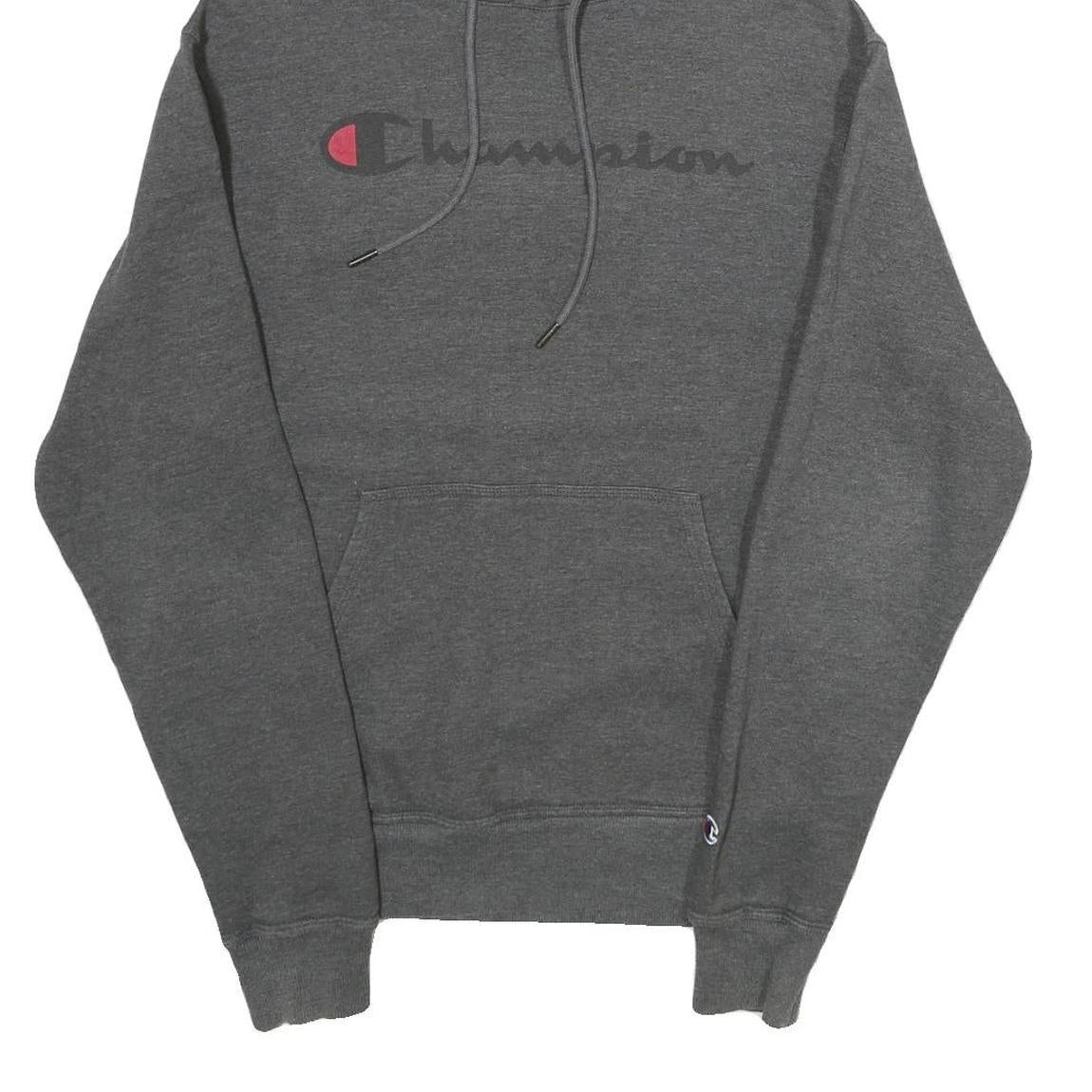CHAMPION Mens Grey Pullover Hoodie S Cotton Blend Drawstring