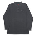 KAPPA Mens Black Long Sleeve Plain Polo Shirt L Cotton Casual Basic