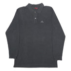 KAPPA Mens Black Long Sleeve Plain Polo Shirt L Cotton Casual Basic