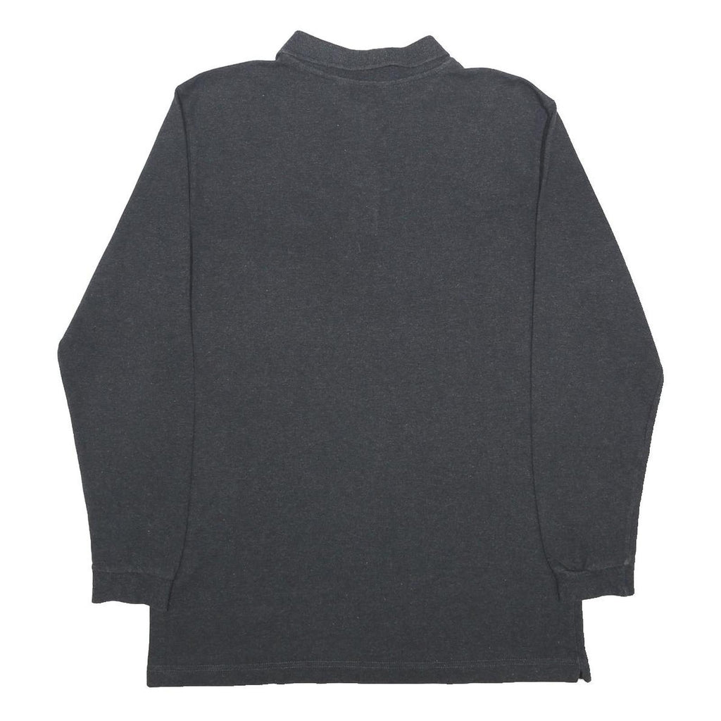 KAPPA Mens Black Long Sleeve Plain Polo Shirt L Cotton Casual Basic