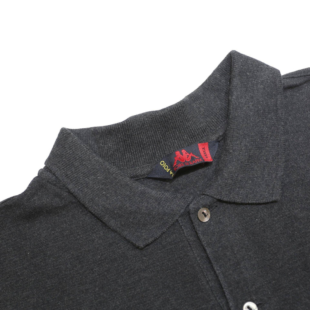 KAPPA Mens Black Long Sleeve Plain Polo Shirt L Cotton Casual Basic