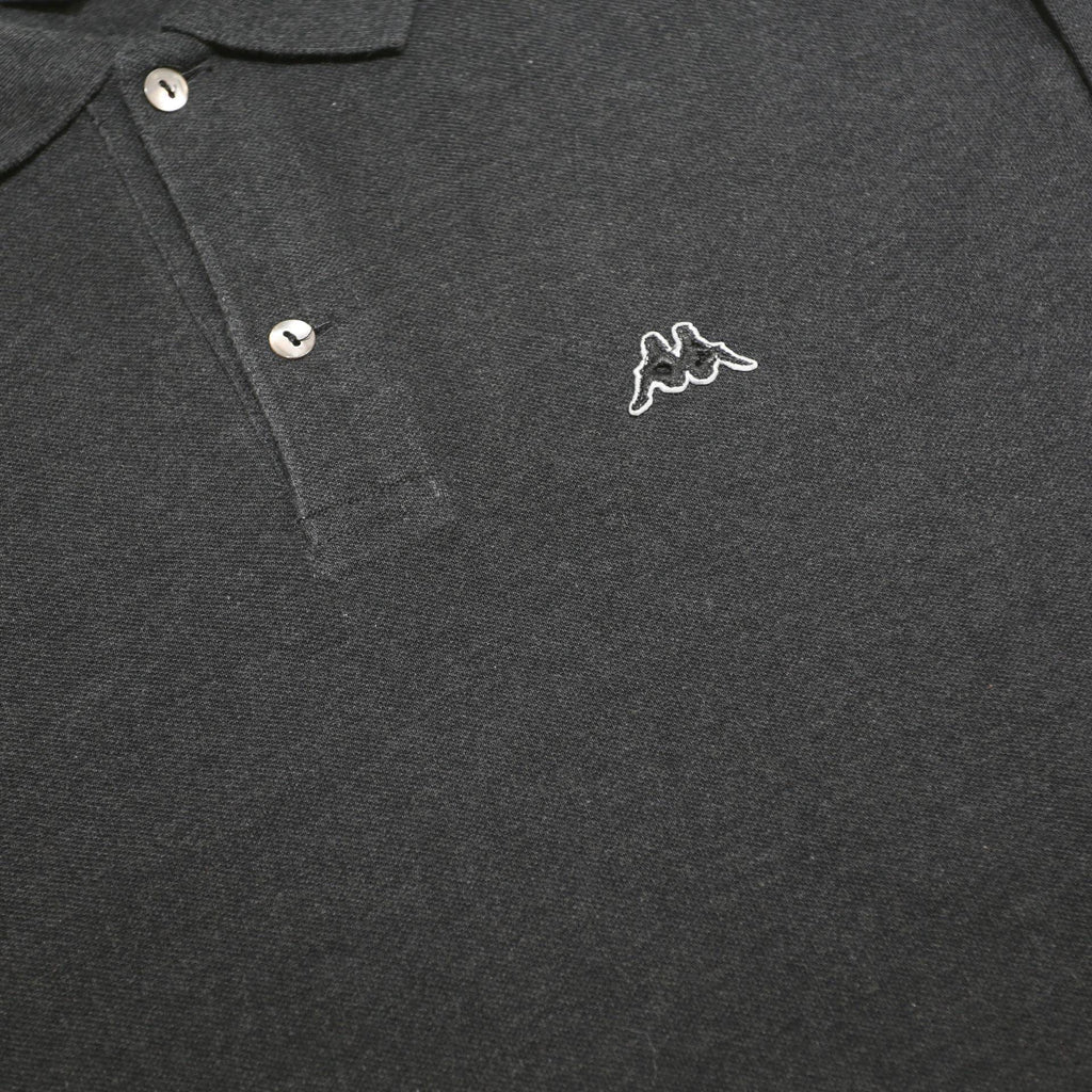 KAPPA Mens Black Long Sleeve Plain Polo Shirt L Cotton Casual Basic