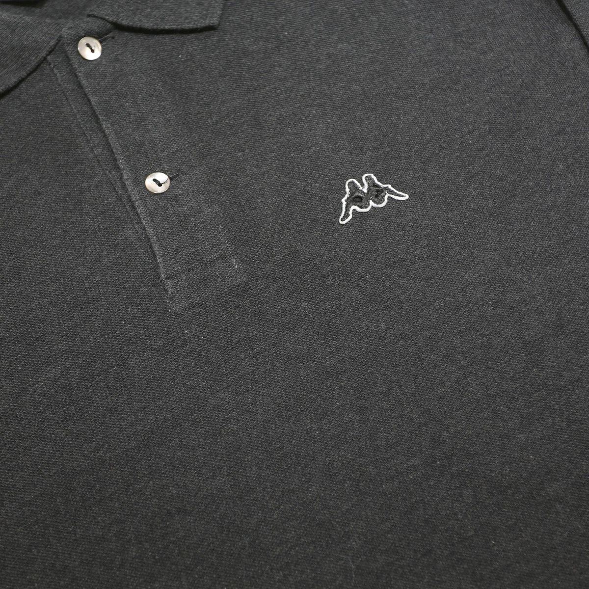 KAPPA Mens Black Long Sleeve Plain Polo Shirt L Cotton Casual Basic