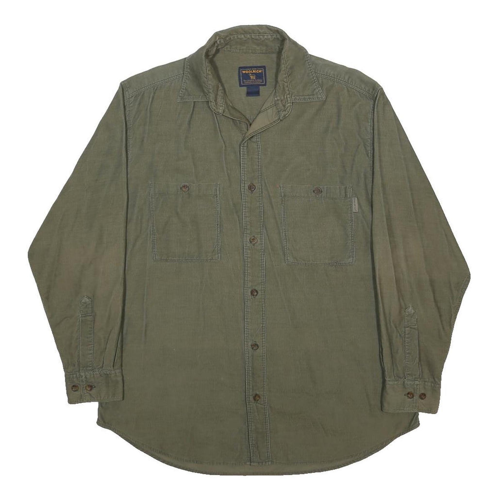 WOOLRICH Mens Green Cotton Blend Casual Shirt M Button Front Two Pockets