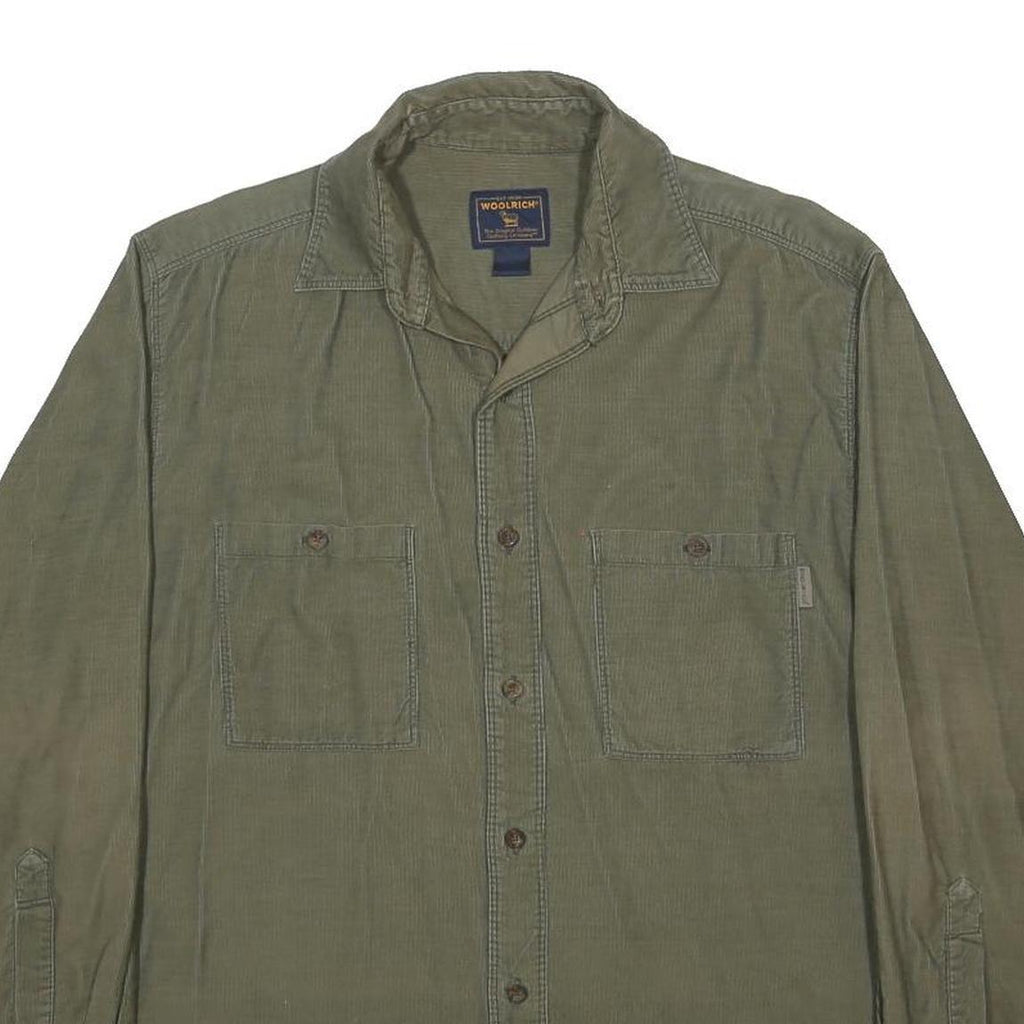 WOOLRICH Mens Green Cotton Blend Casual Shirt M Button Front Two Pockets