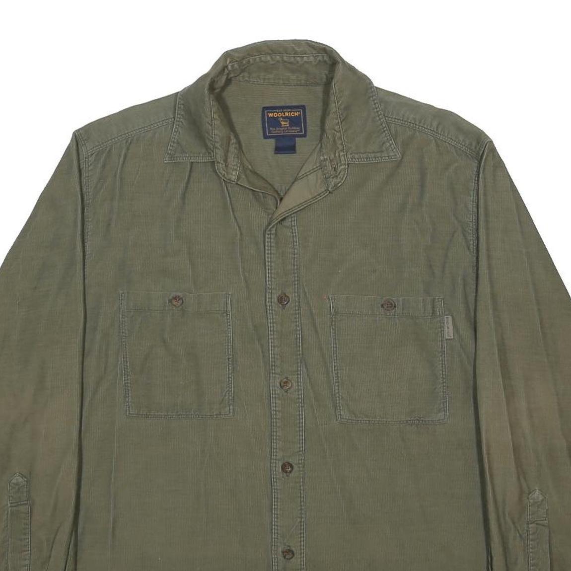 WOOLRICH Mens Green Cotton Blend Casual Shirt M Button Front Two Pockets