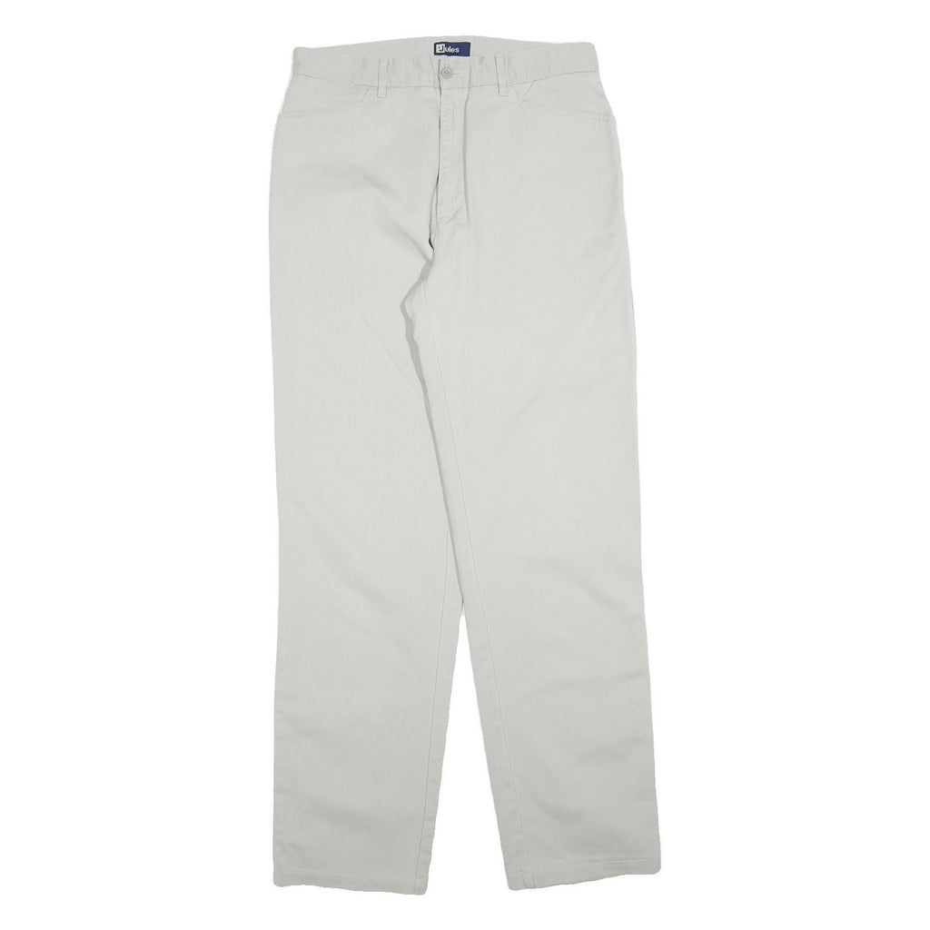 JULES Womens Cotton Blend White Regular Fit Straight Leg Trousers W31 L32 Casual