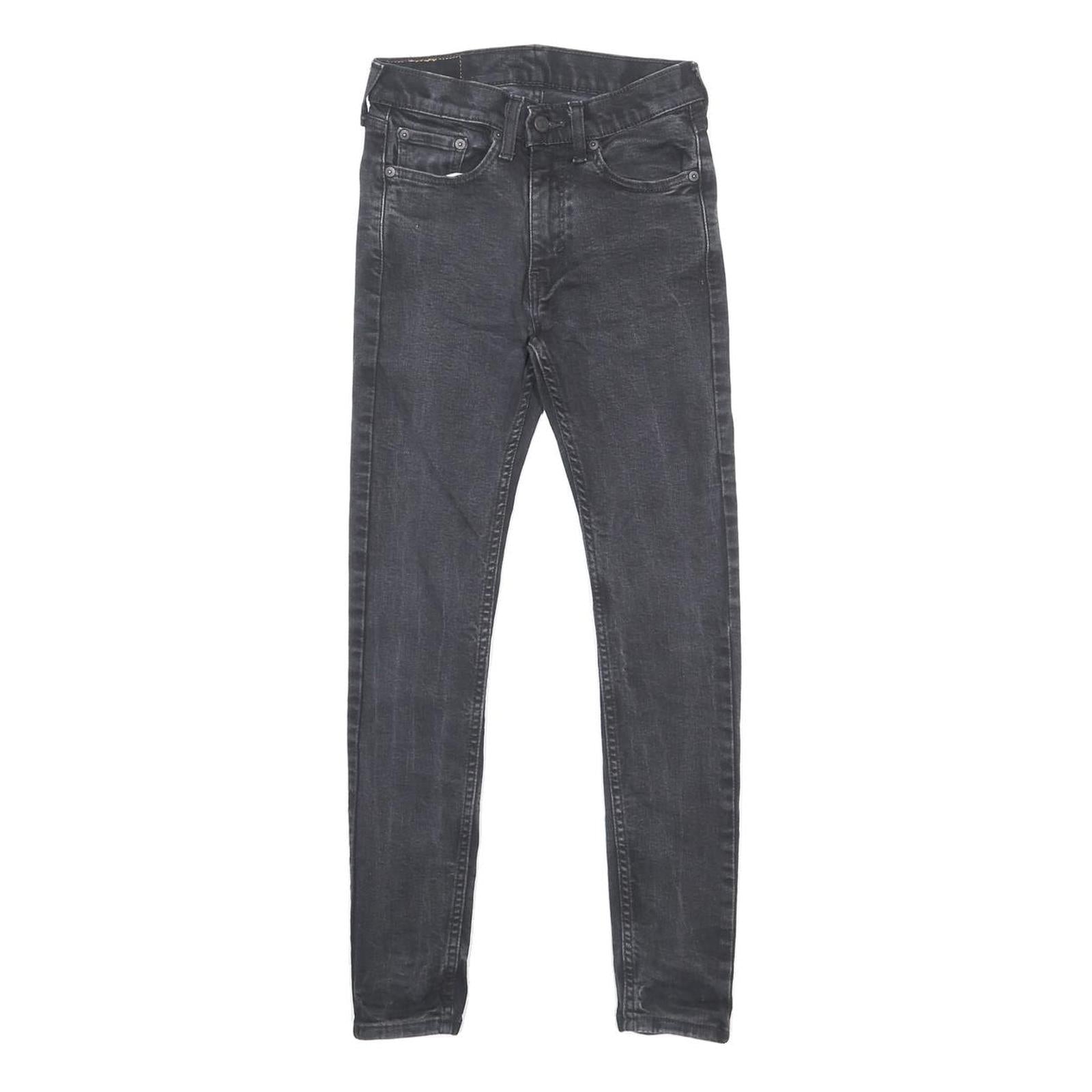 LEVI'S 519 Mens Slim Black Denim W25 L27 Slim Fit Zip-Closure Jeans