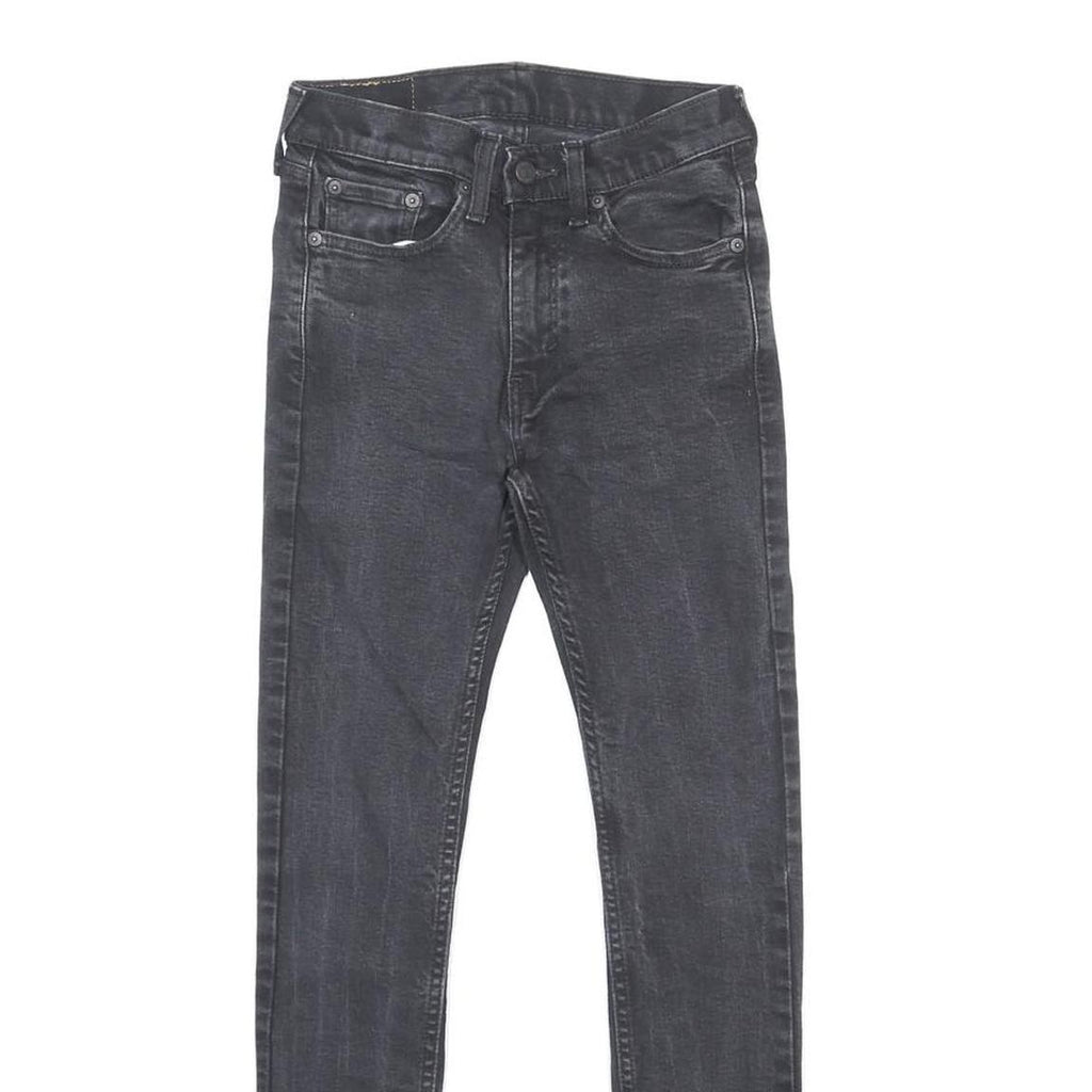 LEVI'S 519 Mens Slim Black Denim W25 L27 Slim Fit Zip-Closure Jeans