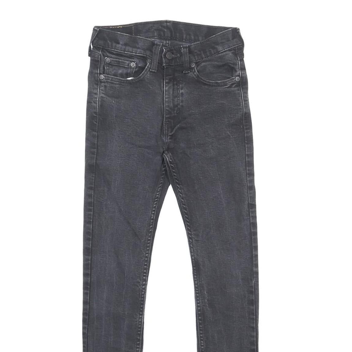 LEVI'S 519 Mens Slim Black Denim W25 L27 Slim Fit Zip-Closure Jeans