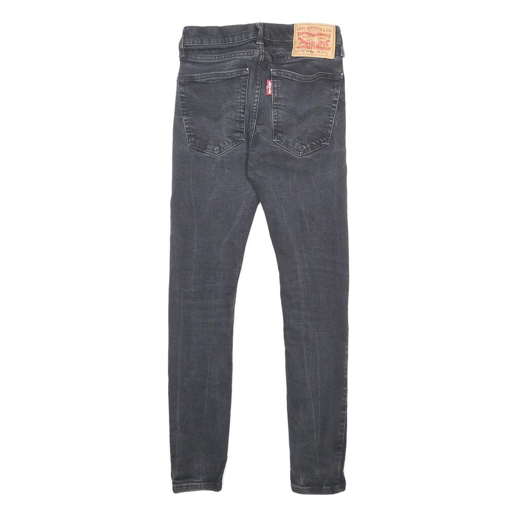 LEVI'S 519 Mens Slim Black Denim W25 L27 Slim Fit Zip-Closure Jeans