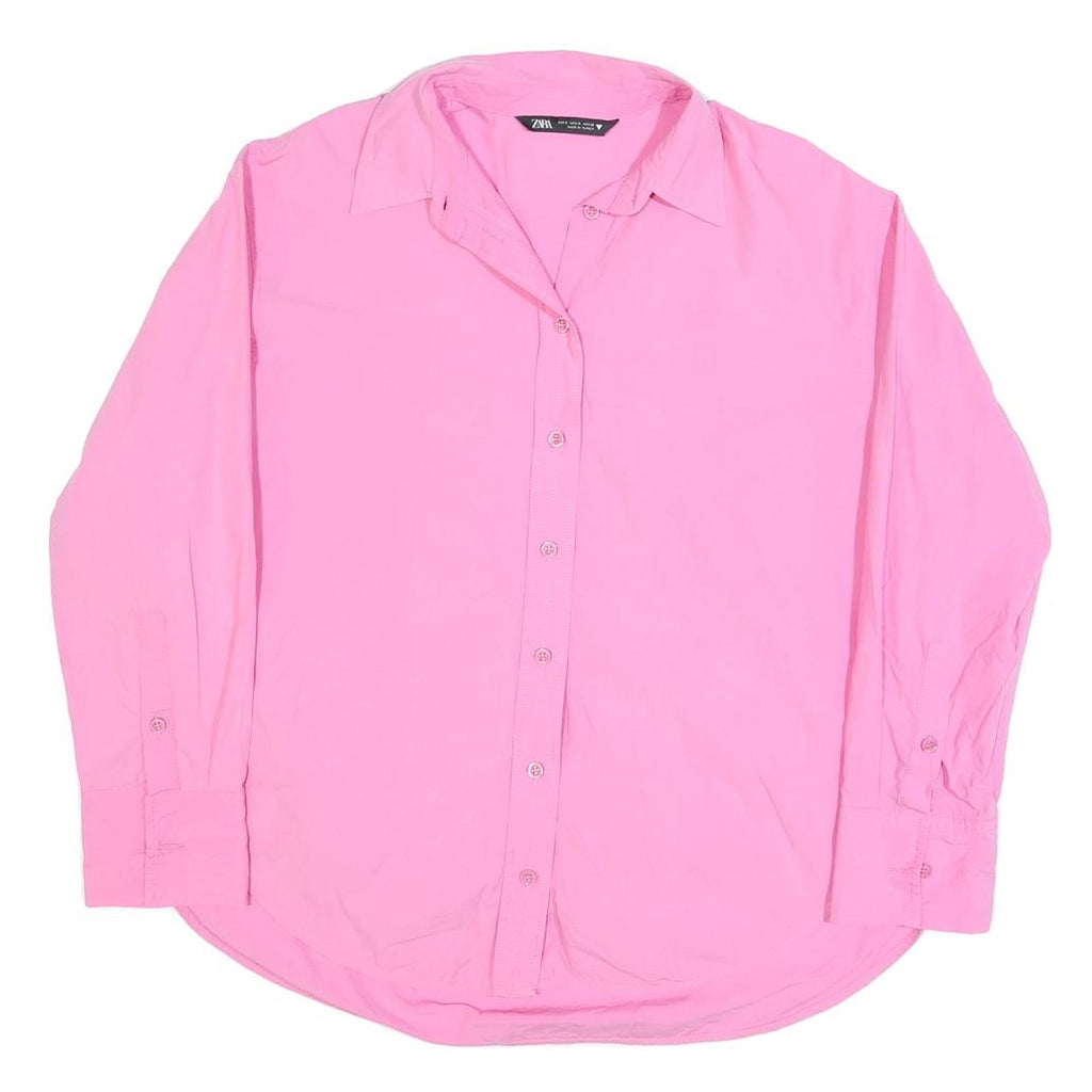 ZARA Womens Pink Blouse Long Sleeve Collared Shirt S Classic Elegant