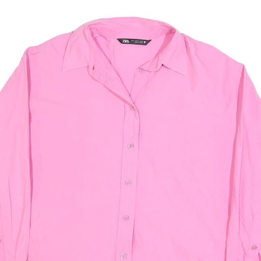 ZARA Womens Pink Blouse Long Sleeve Collared Shirt S Classic Elegant