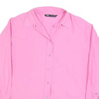 ZARA Womens Pink Blouse Long Sleeve Collared Shirt S Classic Elegant