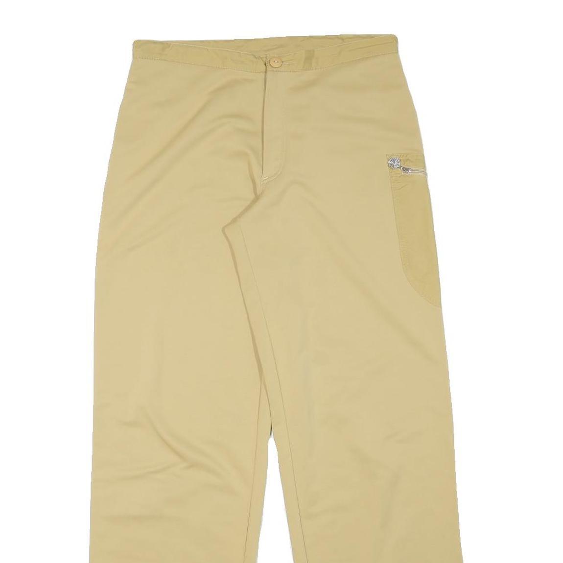 REEBOK Womens Polyester Blend Beige Relaxed Wide-Leg Trousers W28 L30 Zippered