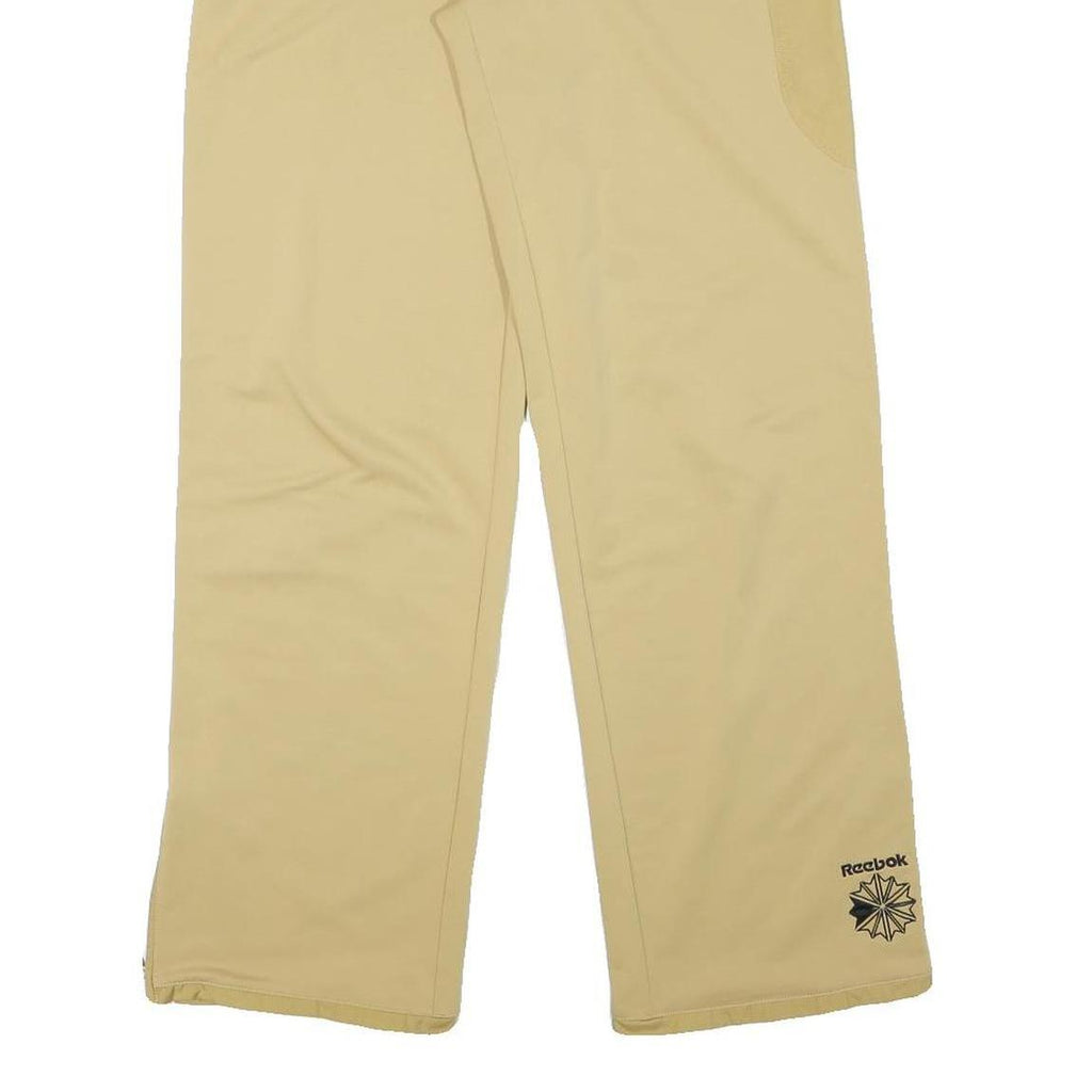 REEBOK Womens Polyester Blend Beige Relaxed Wide-Leg Trousers W28 L30 Zippered