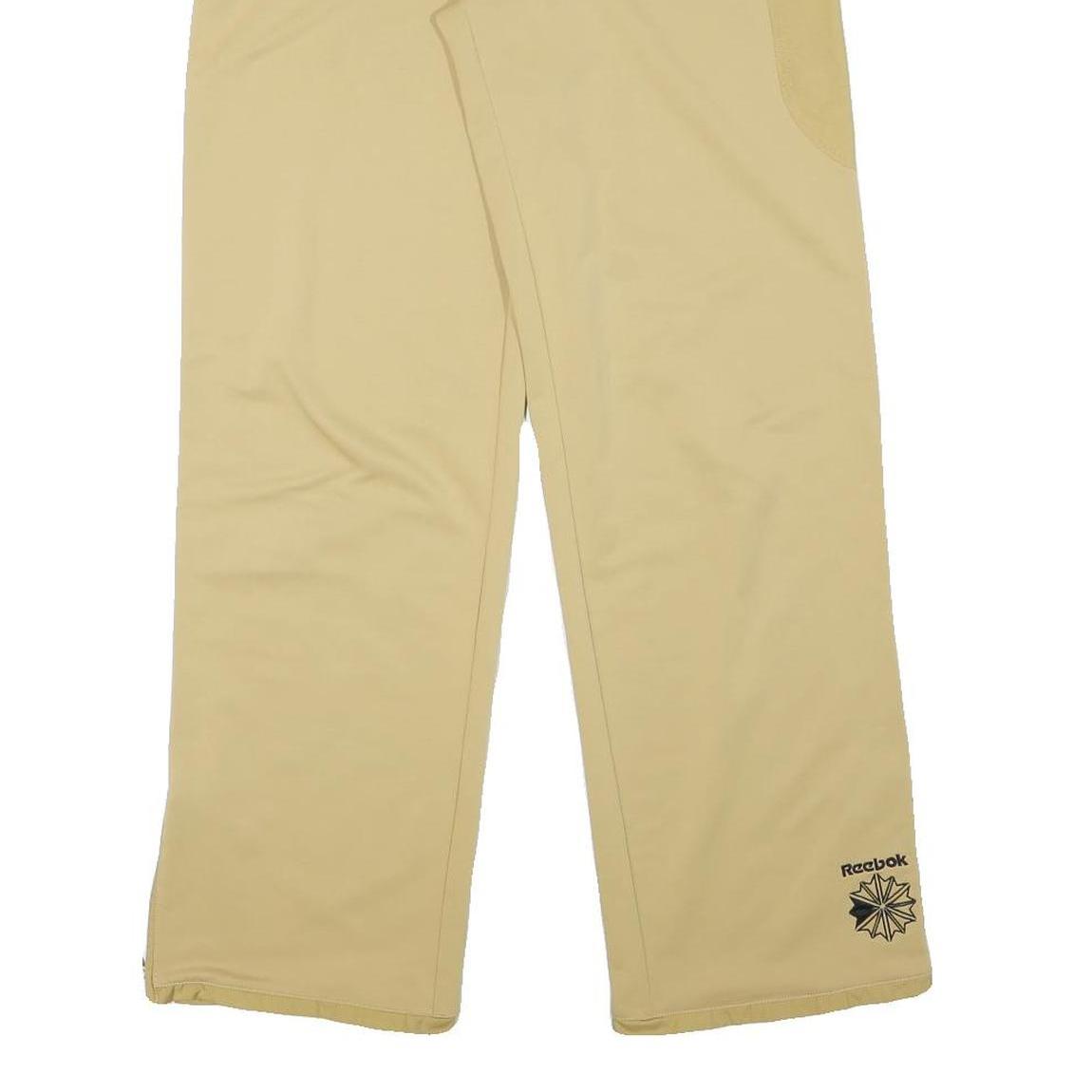 REEBOK Womens Polyester Blend Beige Relaxed Wide-Leg Trousers W28 L30 Zippered