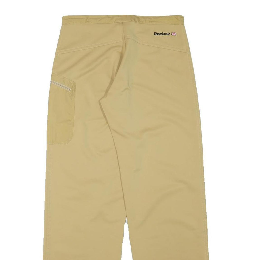 REEBOK Womens Polyester Blend Beige Relaxed Wide-Leg Trousers W28 L30 Zippered