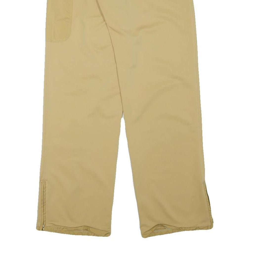 REEBOK Womens Polyester Blend Beige Relaxed Wide-Leg Trousers W28 L30 Zippered