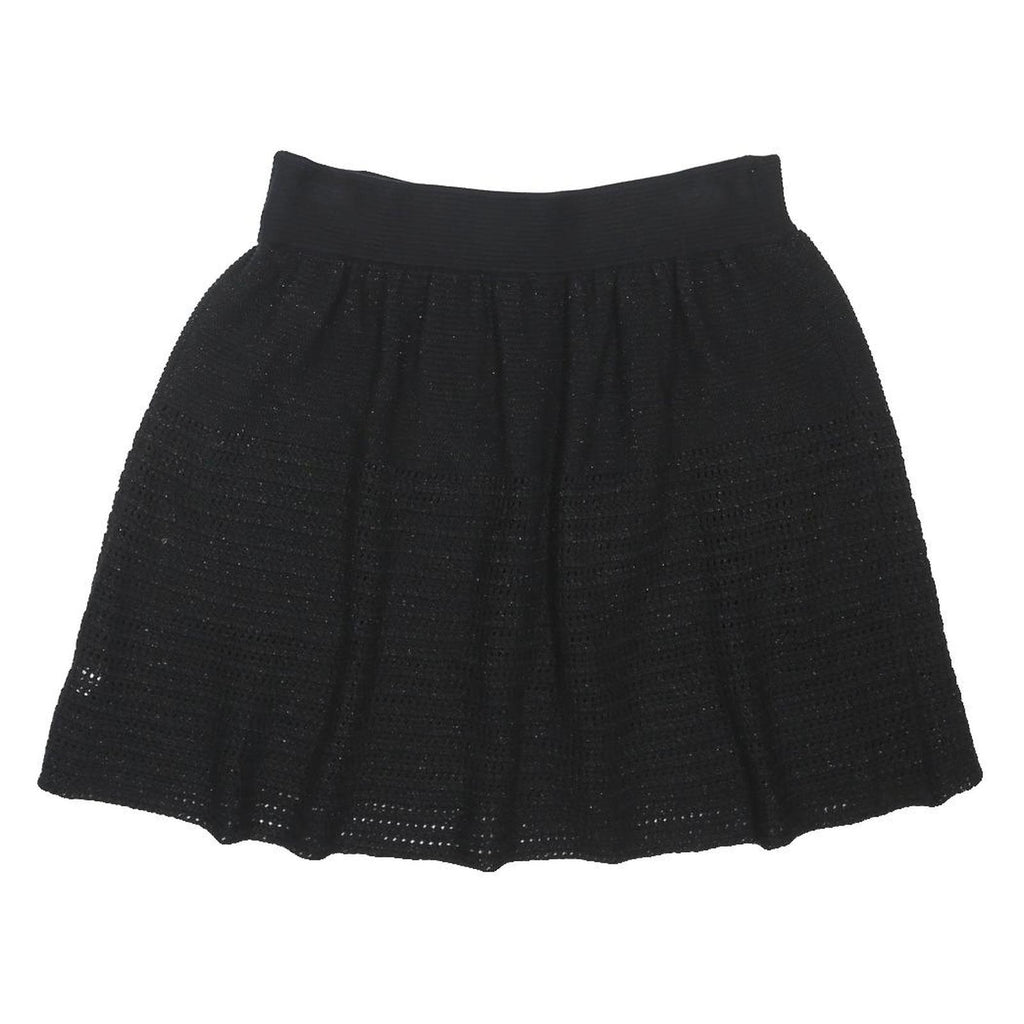 OASIS Womens Black Mini Cotton Blend Knitted Plain Skirt M Soft Stretchy