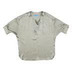 DEREK LAM Womens Beige Silk Blend Basic Top Short Sleeve V-Neck Size S