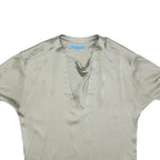 DEREK LAM Womens Beige Silk Blend Basic Top Short Sleeve V-Neck Size S