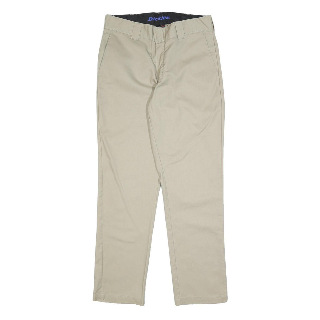 DICKIES Mens Slim Beige Cotton Blend Slim Straight Trousers W32 L29 Workwear